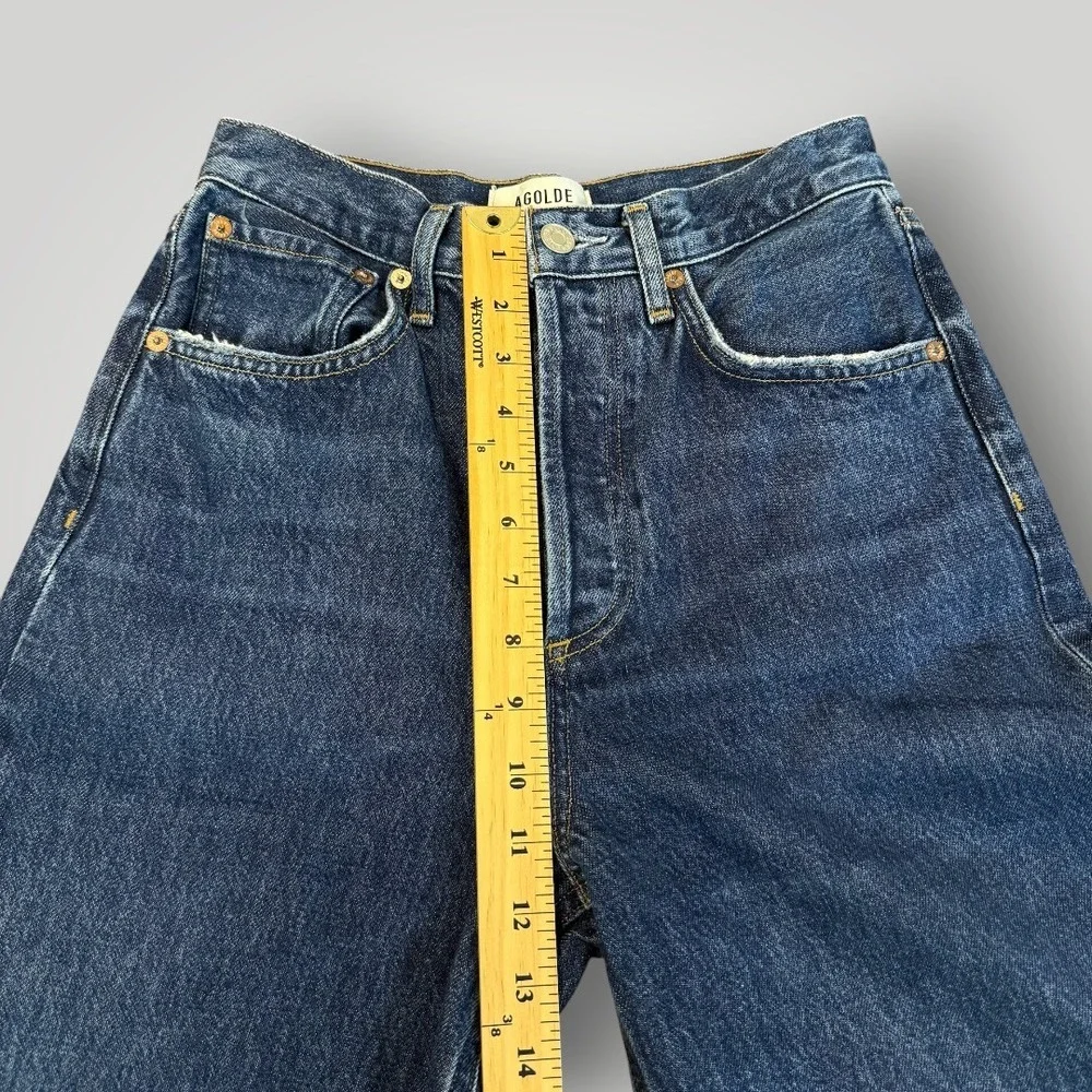AGOLDE Dame High Rise Wide Leg Jeans‎ Dark Indigo Blue 24